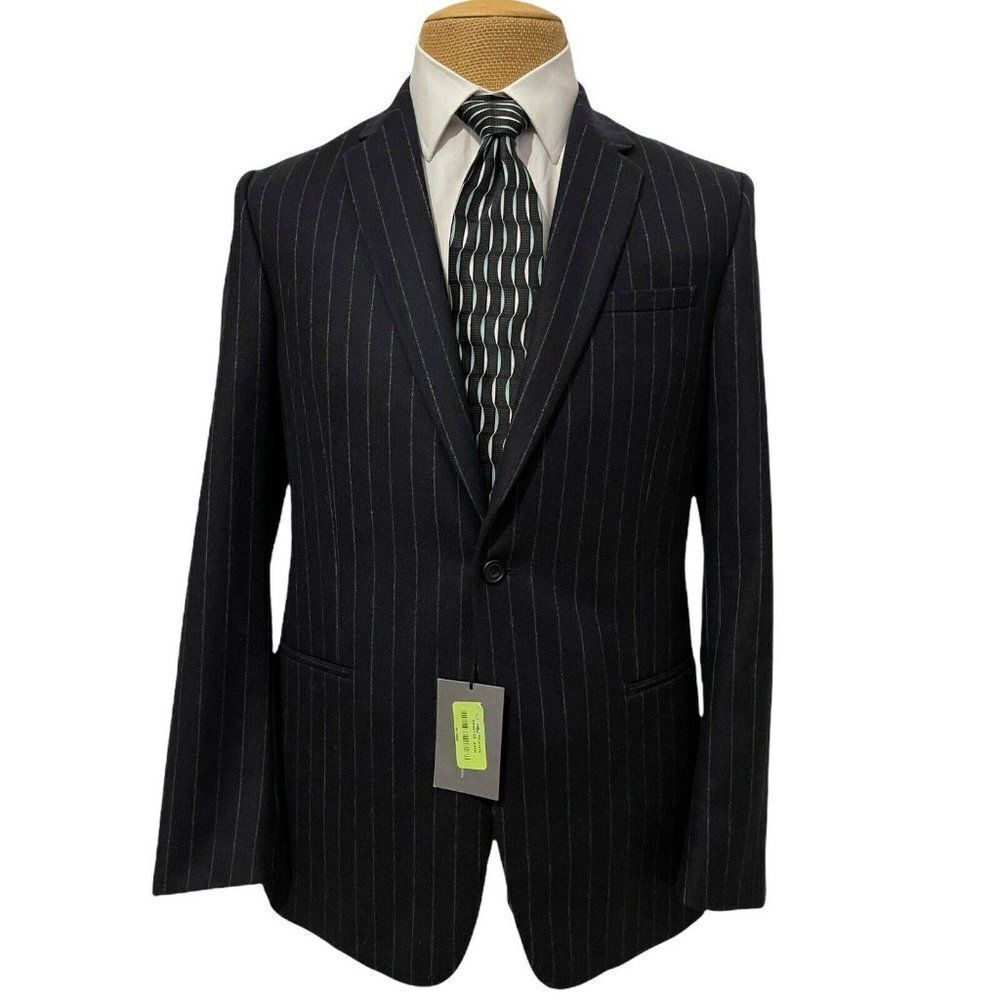 NWT KILGOUR Savile Row London Men's Sports Coat Navy Blue Striped Wool Size 38 R